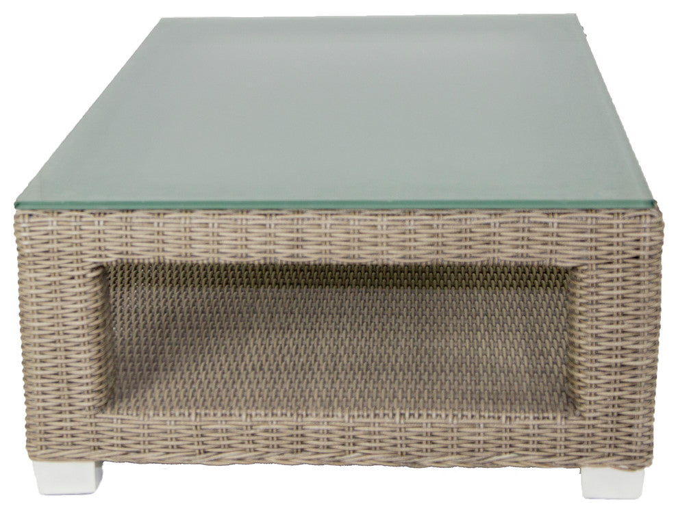 Palisades Outdoor Coffee Table With Tempered Glass Top