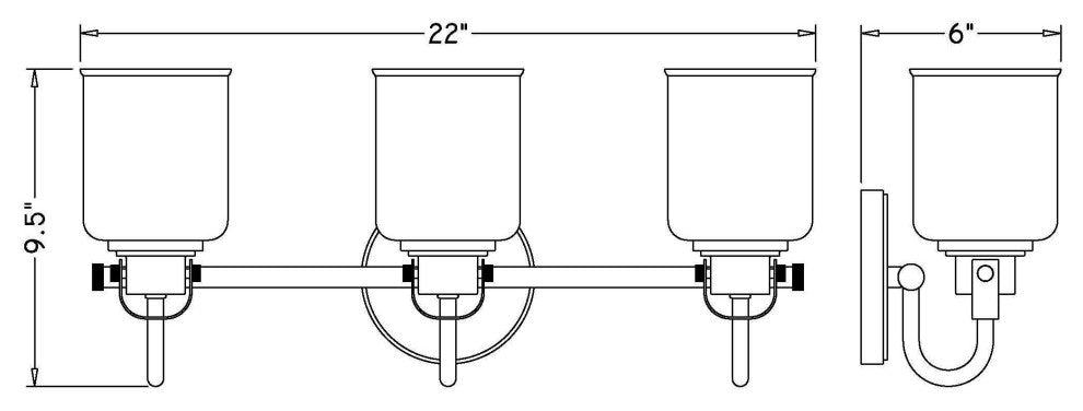 Zlite 340-3V-HG 3-Light Vanity, Clear Seeded