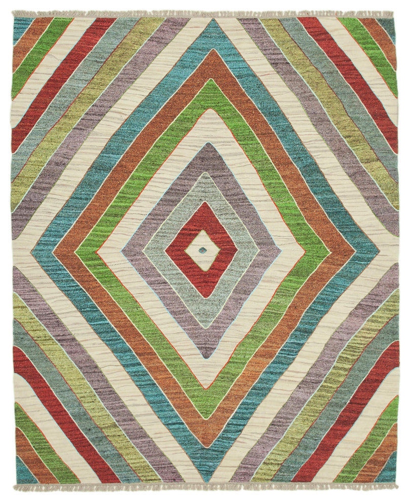 Rug N Carpet - Hand-knotted Turkish 8' 3'' x 10' 4'' Unique Wool Kilim Rug