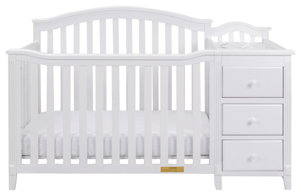 Kali 4-in-1 Convertible Crib, White, With Changer (3 Drawers)
