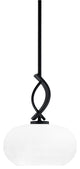 Cavella 1 Light Stem Mini Pendant, Matte Black Finish, 10" White Muslin Glass
