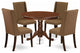 5-Piece Dining Set, 4 Chairs and Round Table, High Back and Mahogany