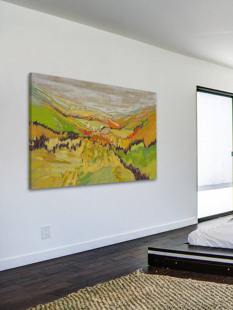 "Patchwork Hills VII" Painting Print on Wrapped Canvas, 30x20