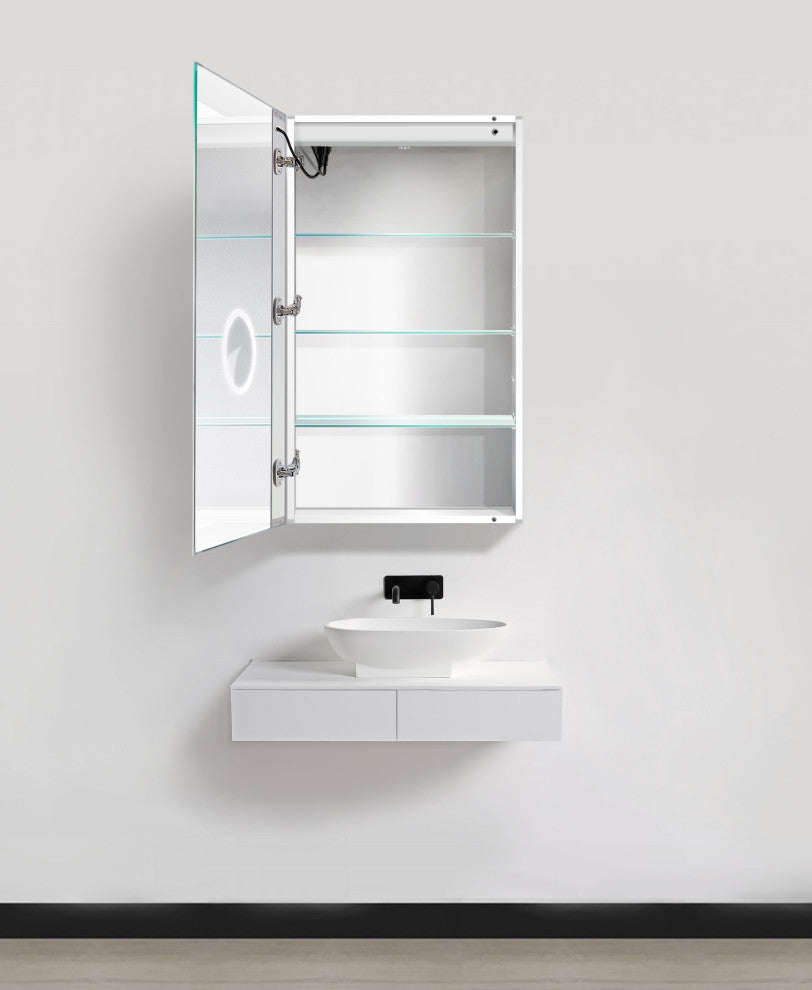 24x42 Recessed Or Surface Mount Medicine Cabinet 4 Shelves, LED, Left