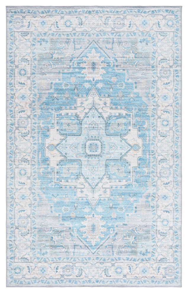 Safavieh Arizona Machine-Washable Collection ARZ913 Rug, Grey/Turquoise, 3'x5'