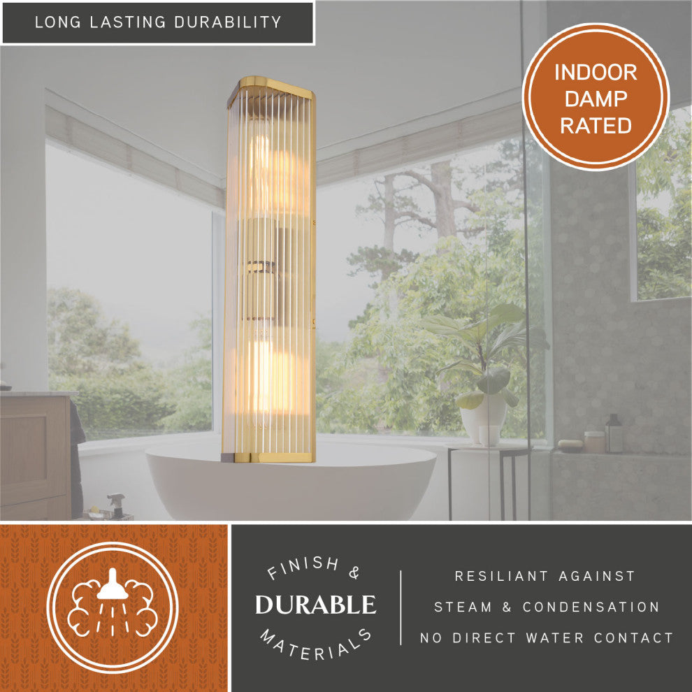 Barbier 2-Light Antique Gold Brass Modern Wall Sconce, Bathroom Vanity Fixture, Antique Gold