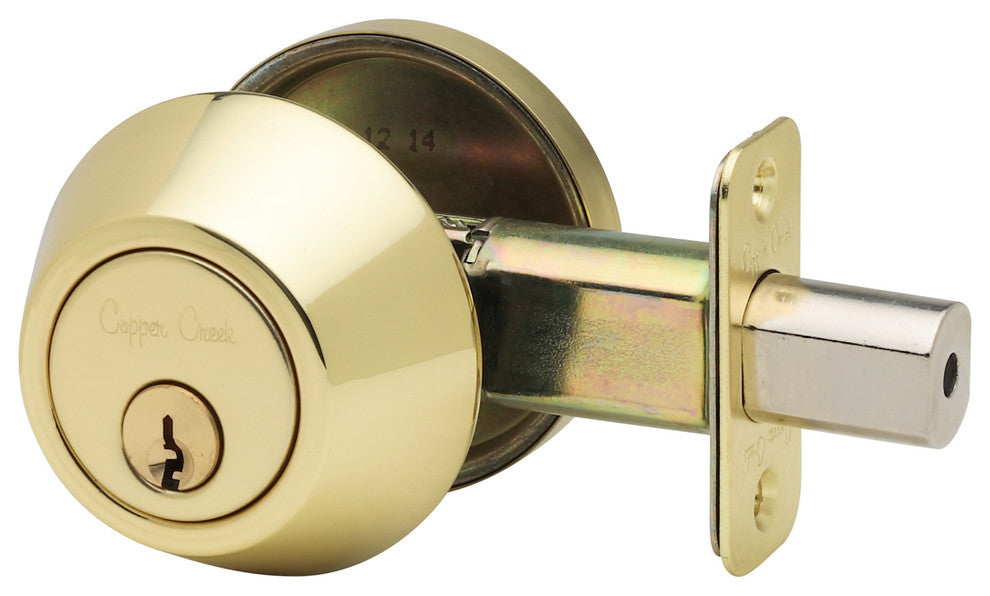 Single Cylinder Deadbolt, Polished Brass