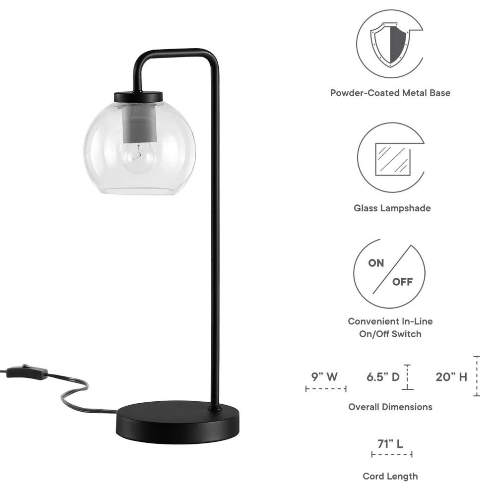 Silo Glass Globe Glass and Metal Table Lamp, Black