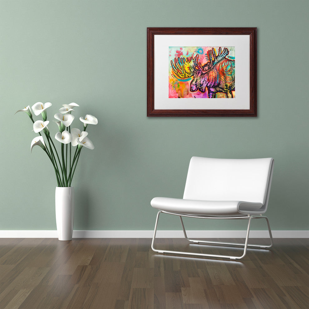 Dean Russo 'Moose' Art, Wood Frame, White Mat, 14x11