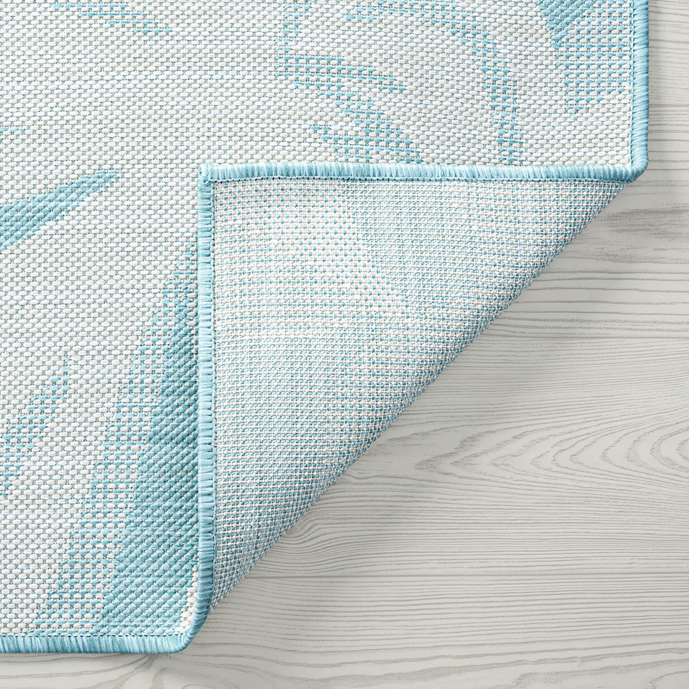 Edda Transitional Floral Indoor Rug, Aqua/Cream, 5'3"x7'3"