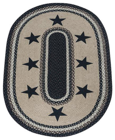 Earth Rugs OP-313 Black Stars Oval Patch 3 Feet x 5 Feet