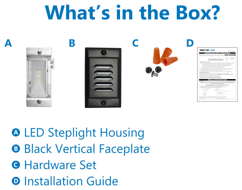 LED Step Light, Black, Vertical