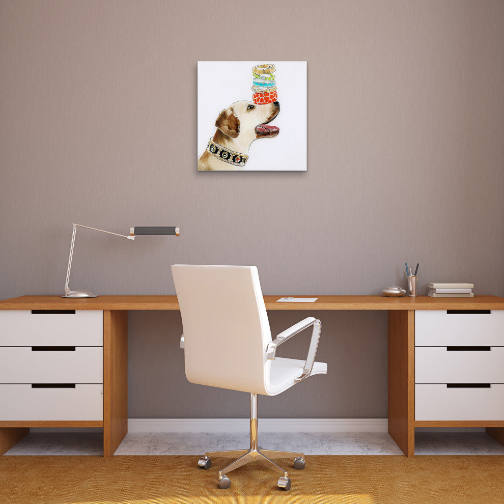 "Balancing Act" Dog Wall Art Print Frameless Free Floating Tempered Glass Panel