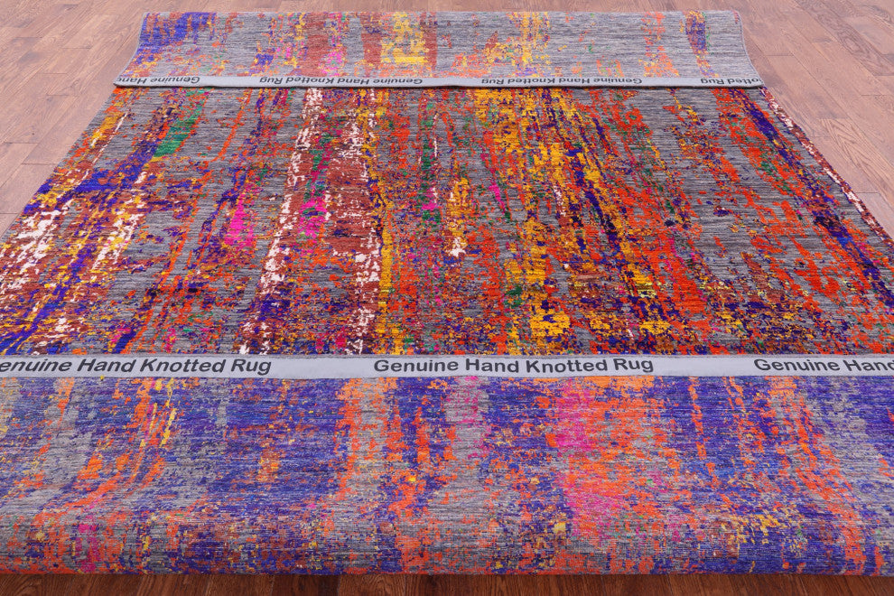 8' 10" X 12' 5" Modern Wool & Silk Handmade Rug - Q13489