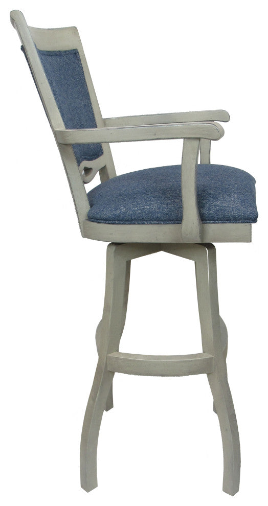 Swivel Wood Counter 26" 30" Extra Tall 34" Bar Stool 400, Kokomo Azure and Antique White, 34"