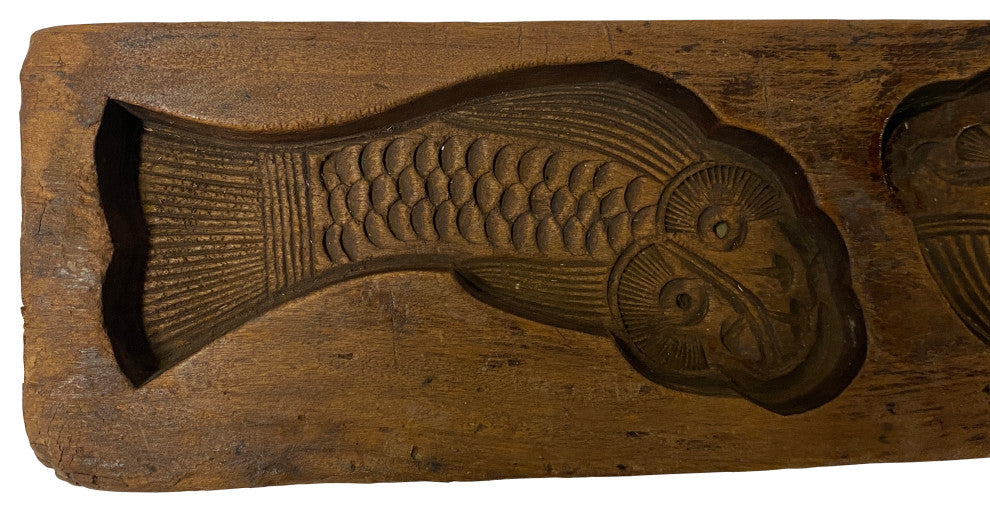 Vintage Wood Flower Fish Pattern Cake Maker Mold Board Hws2438