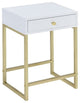 Acme Furniture Acme 82298 Coleen Side Table, White and Brass( Pack of 2