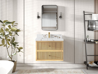 Sonoma Floating 30" Single Sink in Light Natural With 2" Viola Brown