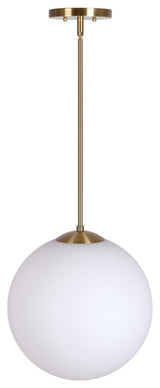 1-LT 14" Globe Glass Pendant, Soft Gold