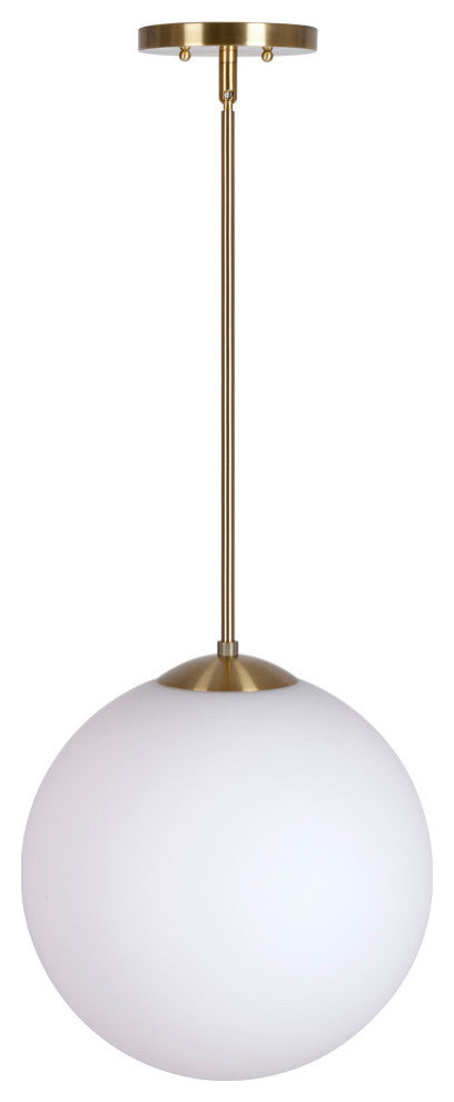 1-LT 14" Globe Glass Pendant, Soft Gold