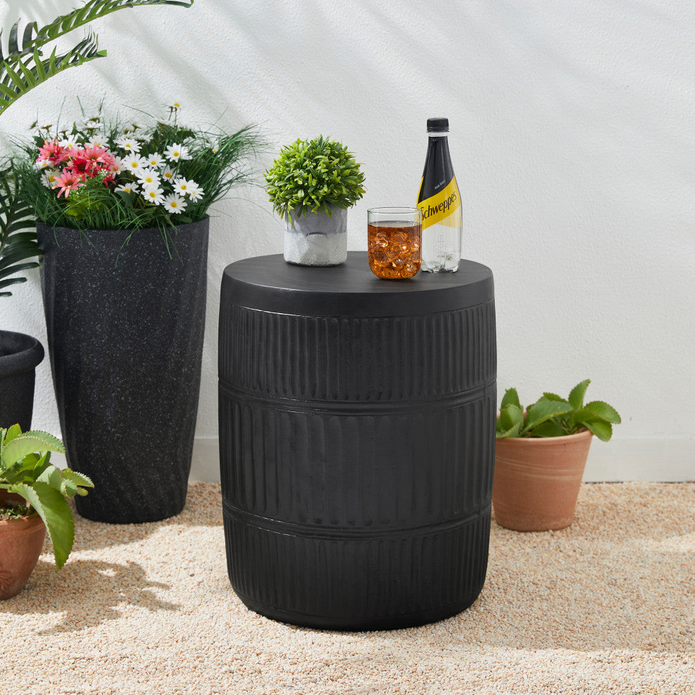 MGO Black Textured Garden Stool