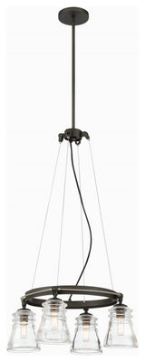 Minka Lavery Graham Avenue 4 Light Chandelier, Smoked Iron / Brushed Nickel
