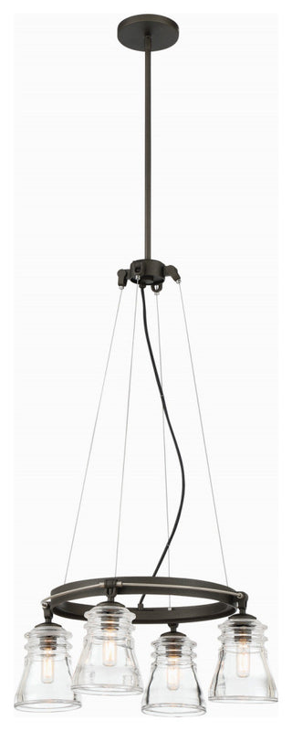 Minka Lavery Graham Avenue 4 Light Chandelier, Smoked Iron / Brushed Nickel