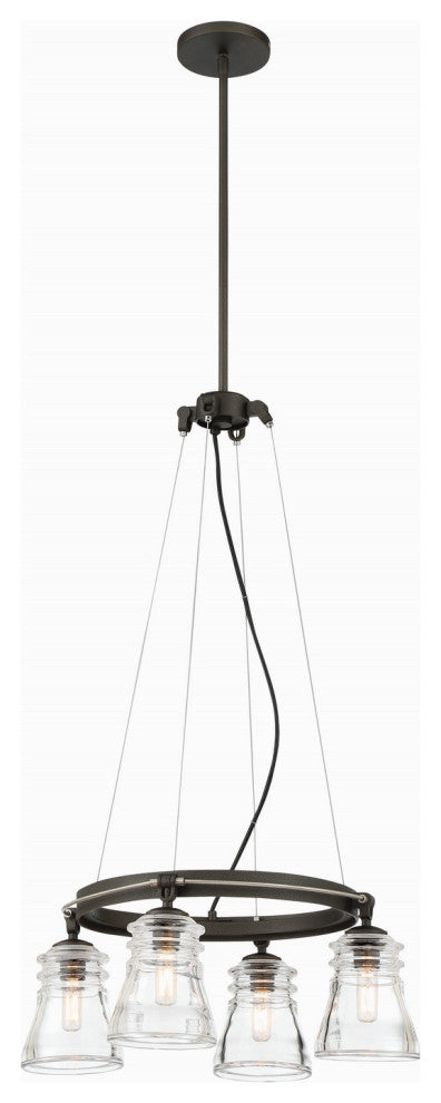 Minka Lavery Graham Avenue 4 Light Chandelier, Smoked Iron / Brushed Nickel