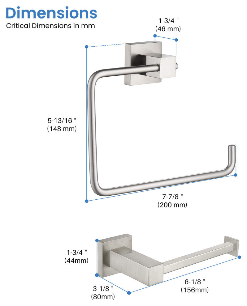 Cube 2-Piece Bathroom Hardware Set, Brushed Nickel