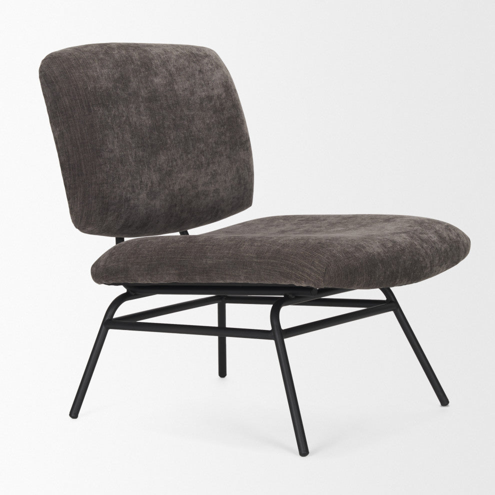 Nora Charcoal Fabric With Matte Black Metal Legs Accent Chair