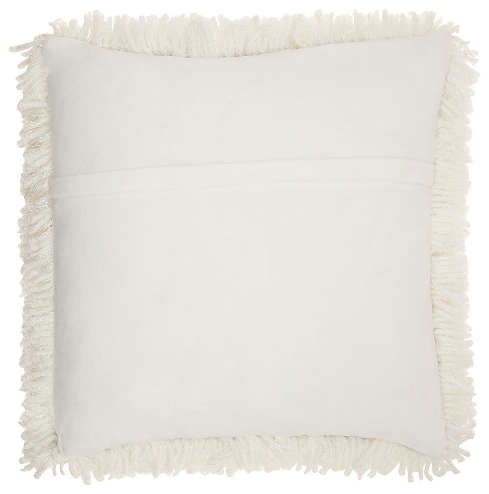 Fluffy White Shag Accent Throw Pillow