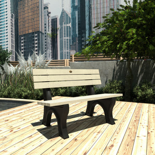 Aurora Traditional 4' Park Bench, Weathered Acorn, Whitewash