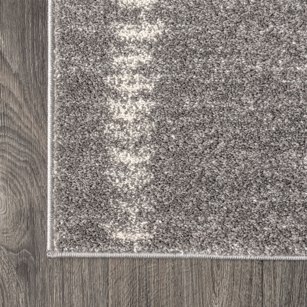 Zaina Moroccan Beni Souk Area Rug, Gray/Cream, 8 X 10