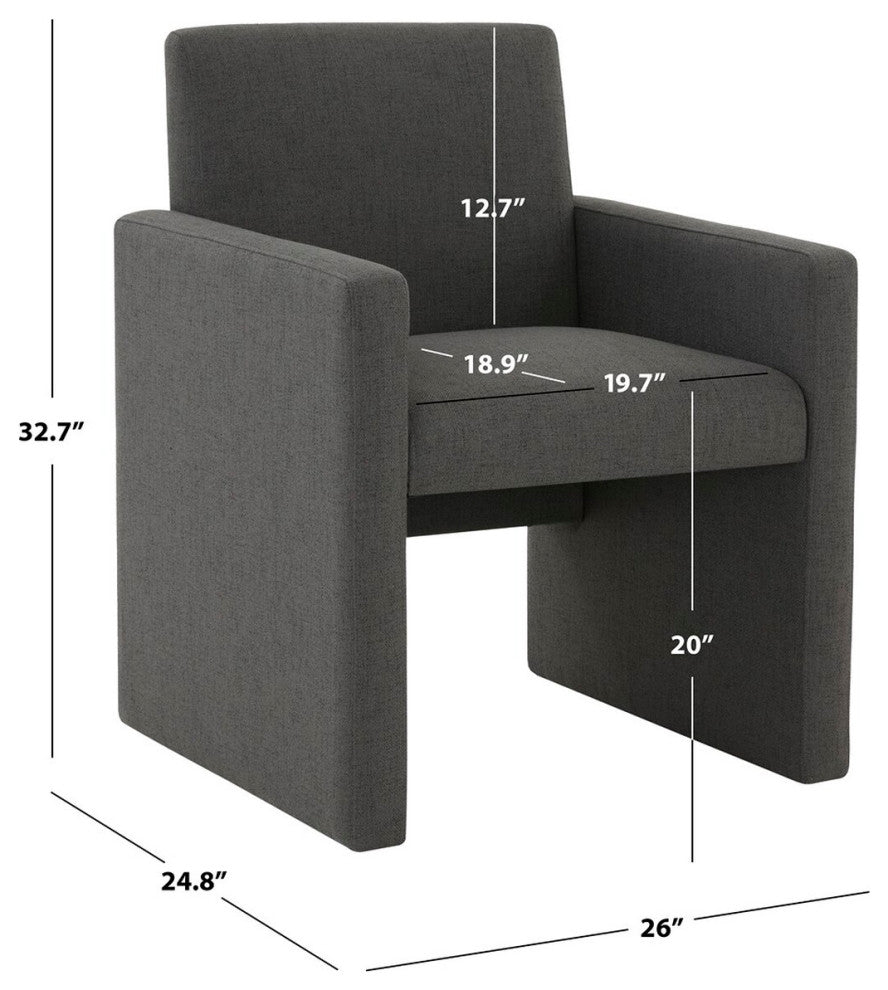 Safavieh Couture Maisey Linen Arm Chair, Charcoal Grey
