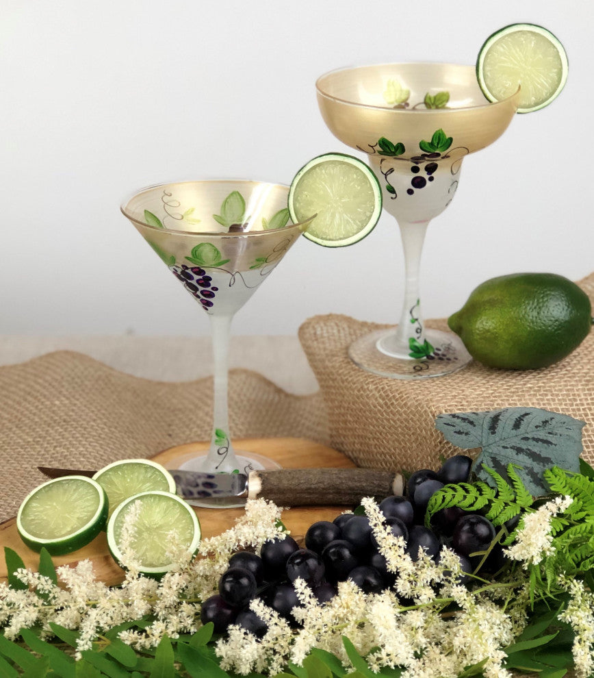 Grapes 'n Vines Martini Glasses, Set of 2