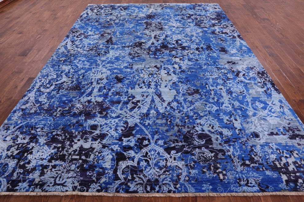 Modern Wool and Silk Hand Knotted Rug 9' 1" X 12' 1" Q10322