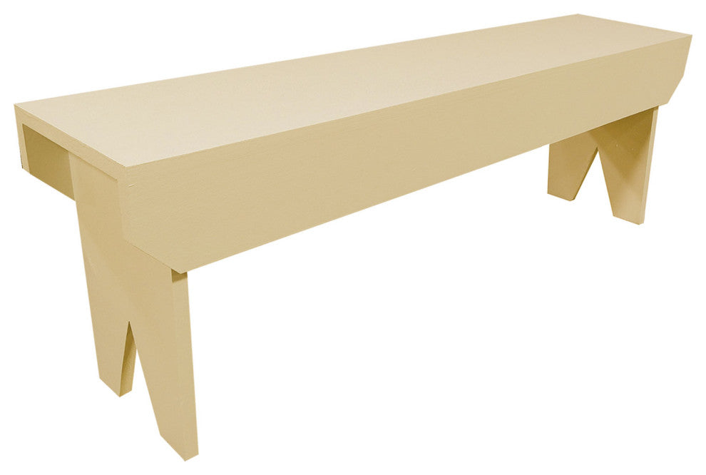 4' Simple Wood Bench, Cream
