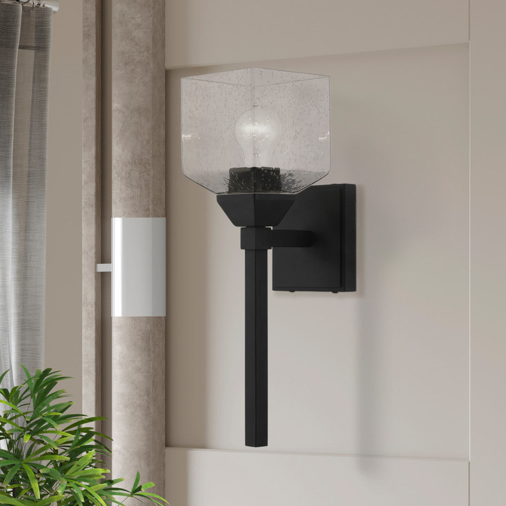Aragon 1 Light Black Vanity Sconce