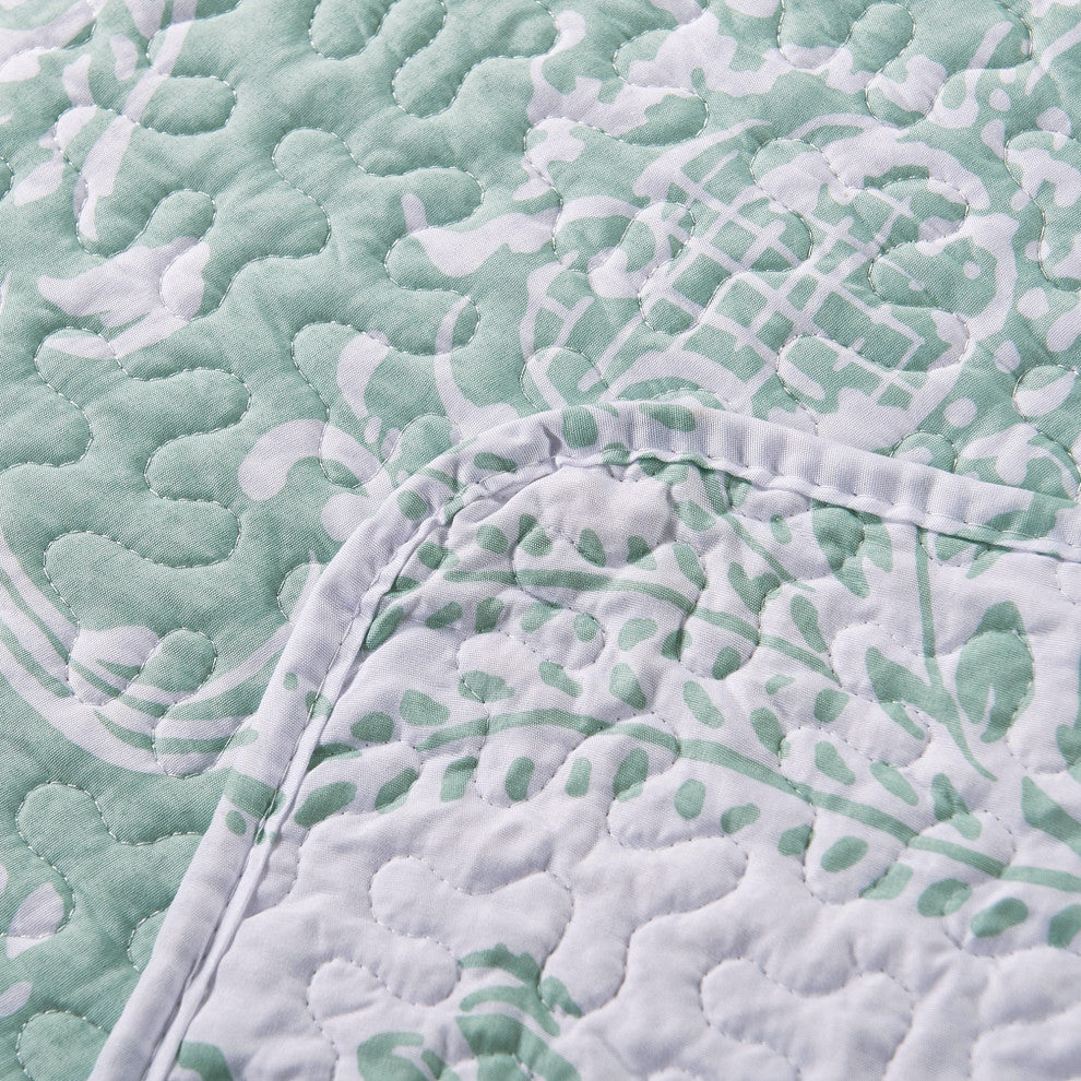 LA Boheme 5 Piece Printed Bed Spread Set, Teal Turquoise, King