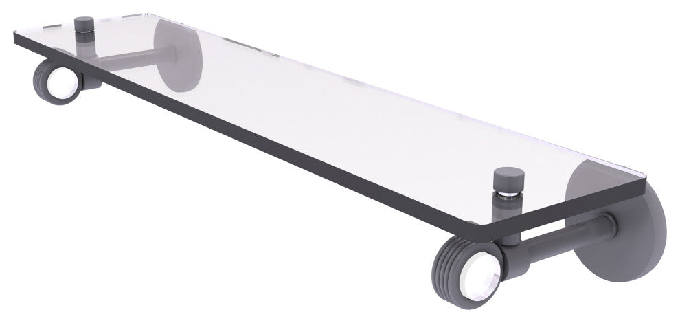 Clearview 22" Glass Shelf with Groovy Accents, Matte Gray
