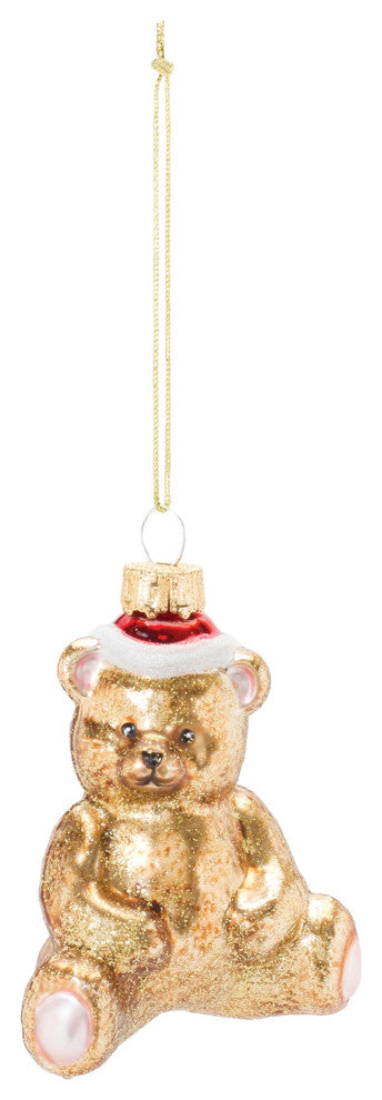 Glass Teddy Bear Ornament, Set of 12