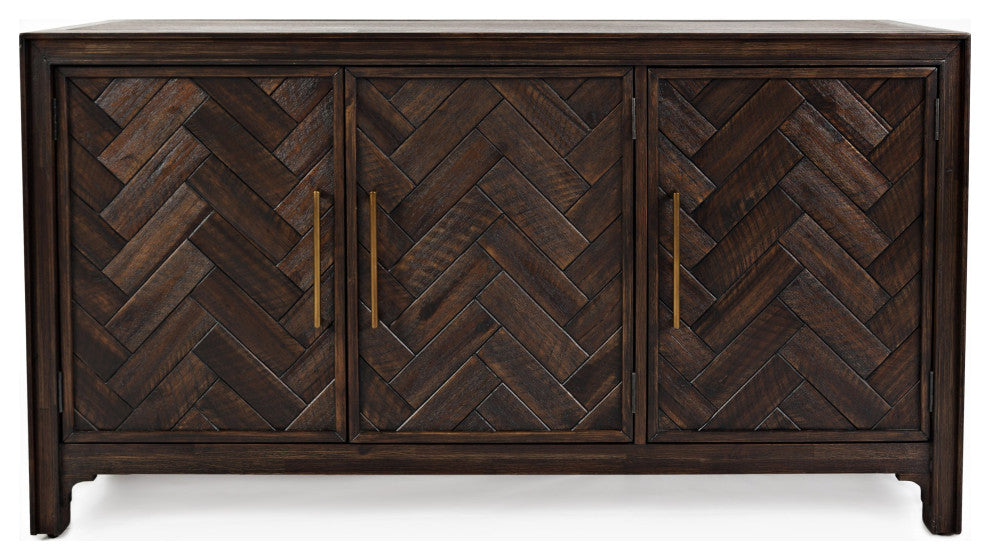 Gramercy Mid-Century Modern Chevron Three Door 60" Accent Cabinet