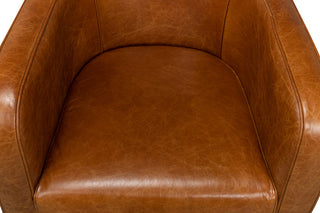 Breda Retro Brown Leather Accent Tub Chair