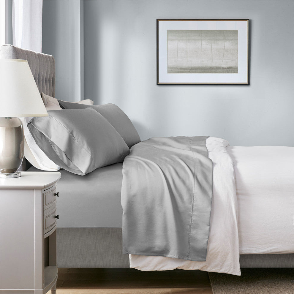 Beautyrest 1000 Thread Count Thermal Management Sheet Set, Light Gray, Full
