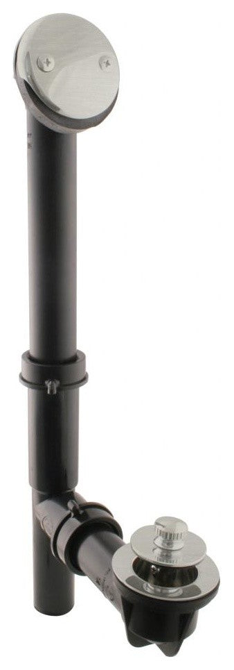 Black 1.5" Tubular Twist & Close Bath Waste In Polished Brass, Black / Satin Nickel