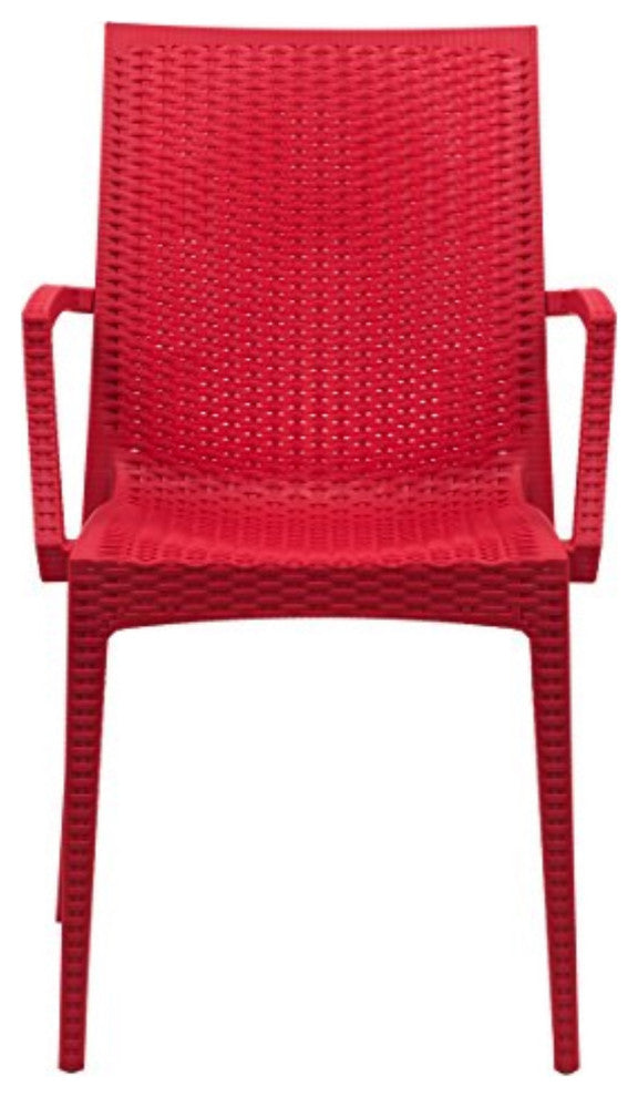 LeisureMod Weave Mace Indoor/Outdoor Chair With Arms, Set of 2