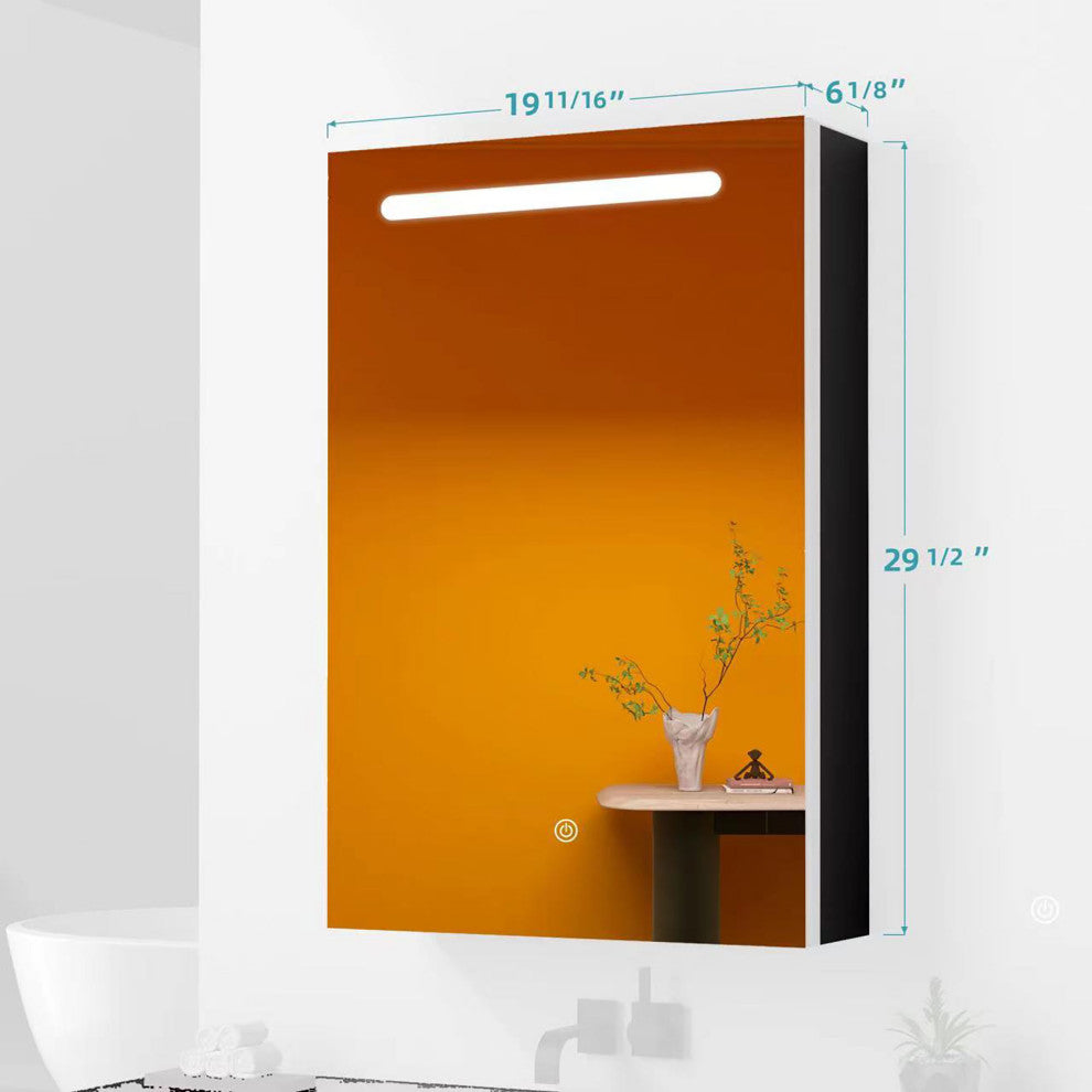30" Aluminum Surface Mount 2-door Medicine Cabinet with Mirror and LED Lighted