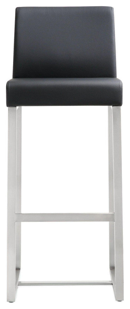 Denmark Stainless Steel Stool, Set of 2, Black/Silver, Bar Height