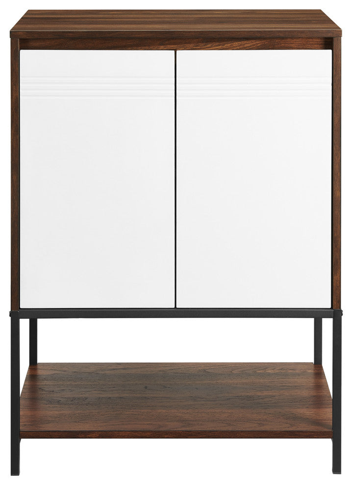 Nyman 24" 2 Door Accent Cabinet with Lower Shelf - Dark Walnut/Solid White