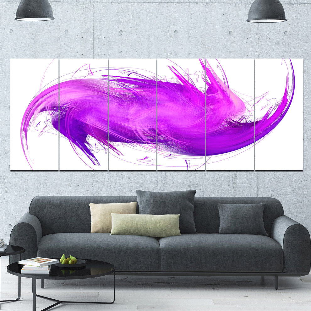 Abstract Purple Fractal Pattern, Abstract Wall Art Canvas, 70"x28", 6 Panels